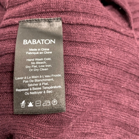 Babaton Cropped Burgundy Wool Ribbed Knit Sweater Size S - Picture 6 of 6